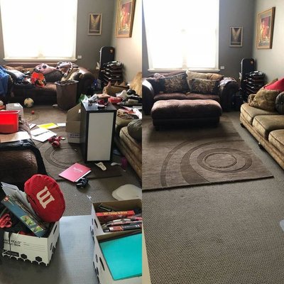 Clutter to Clarity: Living Room Revamp" and "Mess to Success: Kitchen Edition - Discover the power of tidiness with our cleaning transformations! The first photo displays a cluttered living room, which we turned into a serene space, perfect for relaxation. The second picture reveals a messy kitchen that we restored to a pristine, welcoming area ready for family gatherings. Trust us to bring order and peace to your home. Clutter to Clarity: Living Room Revamp" and "Mess to Success: Kitchen Edition - Discover the power of tidiness with our cleaning transformations! The first photo displays a cluttered living room, which we turned into a serene space, perfect for relaxation. The second picture reveals a messy kitchen that we restored to a pristine, welcoming area ready for family gatherings. Trust us to bring order and peace to your home.