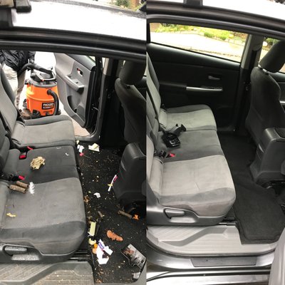 Interior Transformations - From kid cars, to dog cars, to the cleanest of clean cars. We've seen it all. Whether it's a small accident like a coffee spill or a big cleaning like Spaghettios spilled over the whole interior, we can take care of it all. These pictures are of a kid car and the other is of a complete dog hair removal. Interior Transformations - From kid cars, to dog cars, to the cleanest of clean cars. We've seen it all. Whether it's a small accident like a coffee spill or a big cleaning like Spaghettios spilled over the whole interior, we can take care of it all. These pictures are of a kid car and the other is of a complete dog hair removal.
