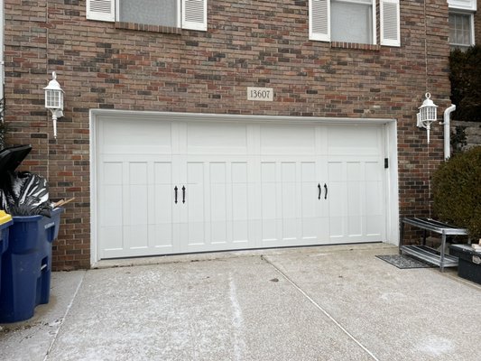 Installed an amarr carriage court door. Bradberry style with closed square top. - This is a carriage court, steel back insulated door with a composite trim overlay Installed an amarr carriage court door. Bradberry style with closed square top. - This is a carriage court, steel back insulated door with a composite trim overlay