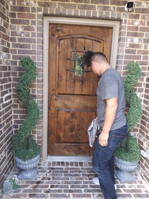 The Mc Cullough job patio stain removal and front door repair - Job went smooth customer was very pleased and offered a monthly gig which we took The Mc Cullough job patio stain removal and front door repair - Job went smooth customer was very pleased and offered a monthly gig which we took