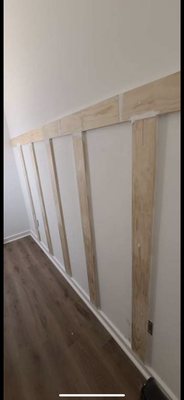 DIY Board and Batton - This remodel was in a Client's Room behind the bed. The pieces were cut to shape, sanded, filled, and painted over, and it was a beautiful focal point added to the bedroom! DIY Board and Batton - This remodel was in a Client's Room behind the bed. The pieces were cut to shape, sanded, filled, and painted over, and it was a beautiful focal point added to the bedroom!
