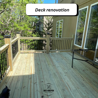 Deck Renovation and Repair - Just finished up an awesome project with the team — a complete overhaul of a massive 15-foot elevated deck. Working at that height is always a challenge, but safety comes first, so we reinforced the entire subframe to make it rock-solid. Our absolute favorite part of this job was building the new staircase completely from scratch. We designed and crafted every single step ourselves, and it connects the deck to the yard beautifully. The whole structure feels incredibly safe now, and it looks amazing. If your deck needs some serious love or a new custom set of stairs, hit us up. We’d love to help you out!