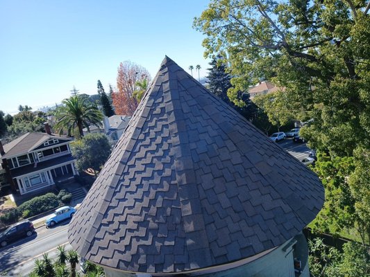 Historical Home - Expertly completed a full roof replacement on a historic San Diego residence, including new wood installation and high-quality shingles. The project required the complete reconstruction of the tower's pinnacle, as the original structure could not be salvaged—resulting in a durable, structurally sound roof that honors the home’s historic design