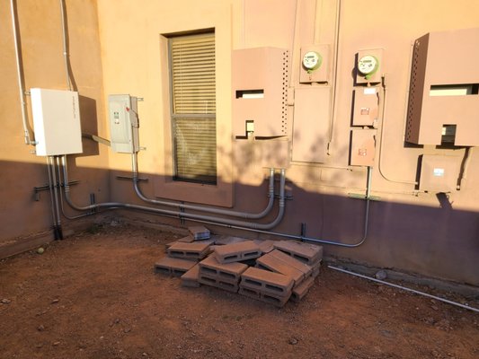 battery backup - The customer wanted to be Self-Sufficient and not want to rely on SRP. We installed 3 Franklin Whole home backup batteries that integrated with their existing solar system, along with a 24kw generac generator.