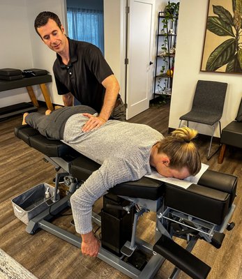Spinal Traction - Our by-hand, multi-directional traction therapy is guided in real time by your body’s response, not a preset machine program. Using constant biofeedback, we adjust angles, depth, and tension moment-to-moment to target the exact tissues and joints that need support. This allows spinal joints to move while under gentle traction, improving decompression, circulation, and healing—often producing faster, more comfortable, and more effective results than standard mechanical traction. Spinal Traction - Our by-hand, multi-directional traction therapy is guided in real time by your body’s response, not a preset machine program. Using constant biofeedback, we adjust angles, depth, and tension moment-to-moment to target the exact tissues and joints that need support. This allows spinal joints to move while under gentle traction, improving decompression, circulation, and healing—often producing faster, more comfortable, and more effective results than standard mechanical traction.
