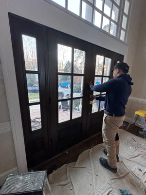 Front Door Replacement Project in Raleigh, NC - We replaced the client's front door with beautiful wood double doors! Front Door Replacement Project in Raleigh, NC - We replaced the client's front door with beautiful wood double doors!