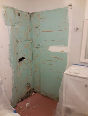 Bathroom Wall Repair - This project was for a client getting ready to sell her house.  The bathroom walls needed repair and paint. Whether you’re getting ready to sell or rent your house or just want to repair or paint your walls, I can help with professional work at a considerably lower price than what other companies charge.