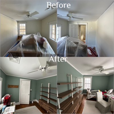 Interior paint - Owner wanted to change colors and picked this beautiful green color. Our team provided the best quality products and could get this done. Ceiling, walls and trims done. Owner was really happy with the results. Interior paint - Owner wanted to change colors and picked this beautiful green color. Our team provided the best quality products and could get this done. Ceiling, walls and trims done. Owner was really happy with the results.