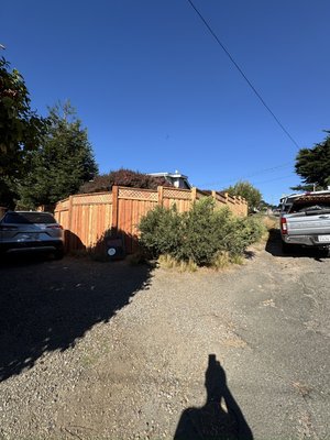 7' Tall Board on Board Redwood Fence with Lattice and hidden Metal Posts - This project features a 7’ tall board-on-board redwood fence with lattice, built with hidden metal posts for a clean look and maximum structural strength. Because this property is located in Bodega Bay, we reinforced the framing and post settings to withstand coastal winds and seasonal bomb-cyclone storms. Every section was custom-fit to the slope of the yard, and the lattice detail adds height and style without feeling heavy. The finished fence is both beautiful and extremely durable — designed to stay solid through harsh coastal weather. 7' Tall Board on Board Redwood Fence with Lattice and hidden Metal Posts - This project features a 7’ tall board-on-board redwood fence with lattice, built with hidden metal posts for a clean look and maximum structural strength. Because this property is located in Bodega Bay, we reinforced the framing and post settings to withstand coastal winds and seasonal bomb-cyclone storms. Every section was custom-fit to the slope of the yard, and the lattice detail adds height and style without feeling heavy. The finished fence is both beautiful and extremely durable — designed to stay solid through harsh coastal weather.