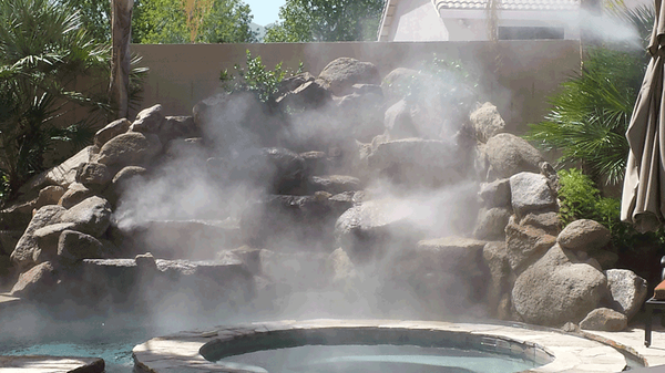 HUGE WATERFALL BROUGHT TO LIFE WITH FOGGER SYSTEM ! - Transformed whole backyard from hot and unrealistic , to A Coooooooool and usable space !