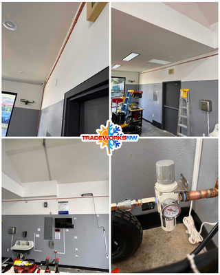 Air Lines for Mechanic Shop - 🔧 Airline Upgrade for Auto Shop Efficiency! 💨
Zac B. and Jeremy R. ran new copper airlines to a relocated compressor, giving this self-service mechanic shop the reliable air supply it needs for tools and lifts.
Clean routing, secure fittings, and a professional finish—built to last and ready for action. 🚗🔩 Air Lines for Mechanic Shop - 🔧 Airline Upgrade for Auto Shop Efficiency! 💨
Zac B. and Jeremy R. ran new copper airlines to a relocated compressor, giving this self-service mechanic shop the reliable air supply it needs for tools and lifts.
Clean routing, secure fittings, and a professional finish—built to last and ready for action. 🚗🔩