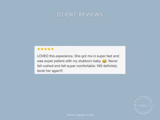 Kind Words from the Families We've Served - We feel incredibly honored to be invited into such a special chapter of our clients’ lives and are so grateful to the families who have taken the time to share their experience. As a small business, every review is truly appreciated.
Thank you for trusting us to be a part of such a meaningful moment. Whether it’s the comfort of seeing baby between doctor’s visits, the joy of watching little features come to life in 3D, or simply the ease of being cared for at home, we’re grateful to be part of these stories! 🤍 Kind Words from the Families We've Served - We feel incredibly honored to be invited into such a special chapter of our clients’ lives and are so grateful to the families who have taken the time to share their experience. As a small business, every review is truly appreciated.
Thank you for trusting us to be a part of such a meaningful moment. Whether it’s the comfort of seeing baby between doctor’s visits, the joy of watching little features come to life in 3D, or simply the ease of being cared for at home, we’re grateful to be part of these stories! 🤍