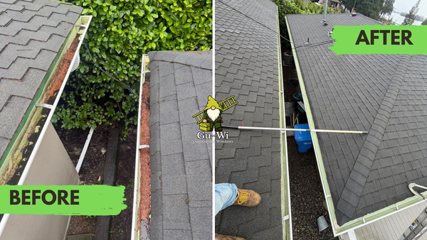 Gutter Cleaning - Before and after photos are included with every gutter cleaning service.  Here are some cleanings we are very proud of