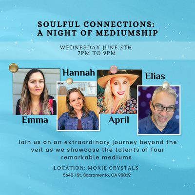 Soulful Connections: A Night of Mediumship - Emma performs mediumship demonstrations locally and is part of a nationwide mediumship tour. This is one of the past events where she connected audience members to their loved ones. Soulful Connections: A Night of Mediumship - Emma performs mediumship demonstrations locally and is part of a nationwide mediumship tour. This is one of the past events where she connected audience members to their loved ones.