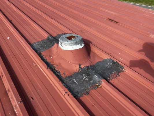 Butler Panel metal roof leak repair. - This metal panel roof is nearing the end of its serviceability, and has been for some time. In six months time, we have been out to make repairs in several areas. Butler Panel metal roof leak repair. - This metal panel roof is nearing the end of its serviceability, and has been for some time. In six months time, we have been out to make repairs in several areas.