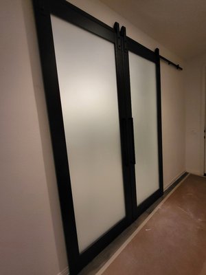 Bi-part Barn door - This customer needed this project completed ASAP. We were able to get out there promptly and have this install completed on time. Bi-part Barn door - This customer needed this project completed ASAP. We were able to get out there promptly and have this install completed on time.