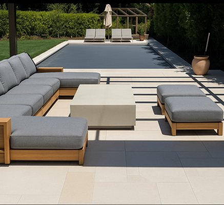 Hillsborough - “This was a full front and backyard transformation where we started with a blank slate to create an astounding outdoor living experience. The project features a new porcelain patio, in-ground pool with hot tub, TV wall, cedar pergola with retractable shade, custom fire pit, outdoor kitchen, large lawn area, and beautiful landscaping throughout.”