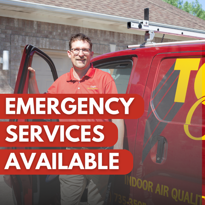 Emergency Services Available - You don't have time to wait days for someone to come to your home... count on Total Comfort's emergency Heating & Cooling services to arrive when you need it most. Emergency Services Available - You don't have time to wait days for someone to come to your home... count on Total Comfort's emergency Heating & Cooling services to arrive when you need it most.