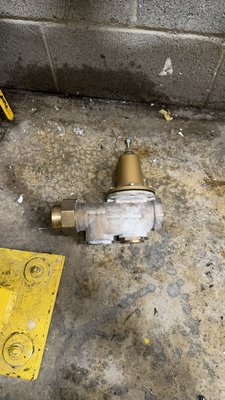 1 1/2 PRV installation - This replacement was completed in a commercial clothing store in Cleveland, TN. We started by shutting the water off to the store & turning the power off to the recirculating pump on the water heater. Removed existing 1 1/2 PRV & installed with new Zurn Wilkins PRV. After installation we turned the water back on & removed air from all fixtures. Turned power back on to recirculating pump & checked water pressure. Water pressure was set at 65PSI. No leaks or issues, another happy customer! 1 1/2 PRV installation - This replacement was completed in a commercial clothing store in Cleveland, TN. We started by shutting the water off to the store & turning the power off to the recirculating pump on the water heater. Removed existing 1 1/2 PRV & installed with new Zurn Wilkins PRV. After installation we turned the water back on & removed air from all fixtures. Turned power back on to recirculating pump & checked water pressure. Water pressure was set at 65PSI. No leaks or issues, another happy customer!