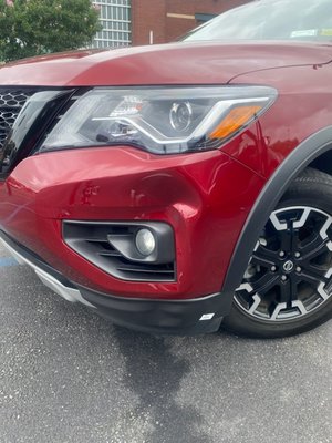 Bumper Repair - Dent Removal - Here is a dent repair that we performed. 

The customer was told that he needed to change the bumper