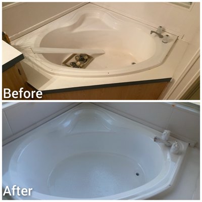Venegas Refinishing - The first picture of the Bathtub Was not in bad shape but the owner wanted a shiny looking tub so we reglazed it and made it look like new. second picture, a laundry sink with countertop owner wanted to remodel instead of replacing since it was still in good condition. Last Picture, walls were really yellow and owner wanted everything white so we satisfied the owner and was absolutely happy with results. Venegas Refinishing - The first picture of the Bathtub Was not in bad shape but the owner wanted a shiny looking tub so we reglazed it and made it look like new. second picture, a laundry sink with countertop owner wanted to remodel instead of replacing since it was still in good condition. Last Picture, walls were really yellow and owner wanted everything white so we satisfied the owner and was absolutely happy with results.