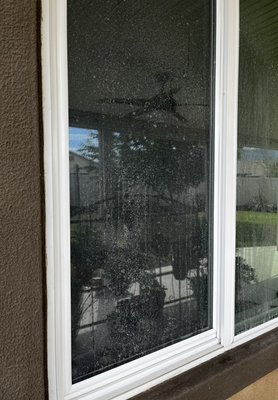 Hard Water Stain Removal - Client requested an exterior window wash which included washing all screens, windows, and frames free from dirt and grime. Several windows had severe hard water stains caused by sprinklers! An effective, safe treatment was used to remove all of the stains! Leaving the windows clean and clear! Hard Water Stain Removal - Client requested an exterior window wash which included washing all screens, windows, and frames free from dirt and grime. Several windows had severe hard water stains caused by sprinklers! An effective, safe treatment was used to remove all of the stains! Leaving the windows clean and clear!