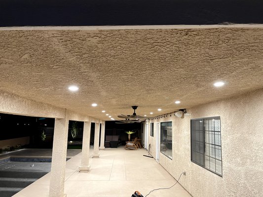 Outdoor lighting 2021 - The homeowner wanted to enjoy his patio area in the evenings. The lighting did not provide what he needed. When I arrived at the home, I knew LED Recessed lights would give the best light and ceiling fans would help in those hot summer nights. Outdoor lighting 2021 - The homeowner wanted to enjoy his patio area in the evenings. The lighting did not provide what he needed. When I arrived at the home, I knew LED Recessed lights would give the best light and ceiling fans would help in those hot summer nights.