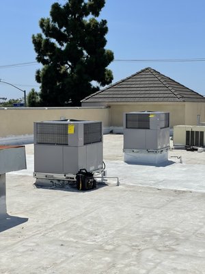 Package unit installation - Newly installed package units changed out existing units and adapted to existing ductwork, gas, and electrical. Package unit installation - Newly installed package units changed out existing units and adapted to existing ductwork, gas, and electrical.