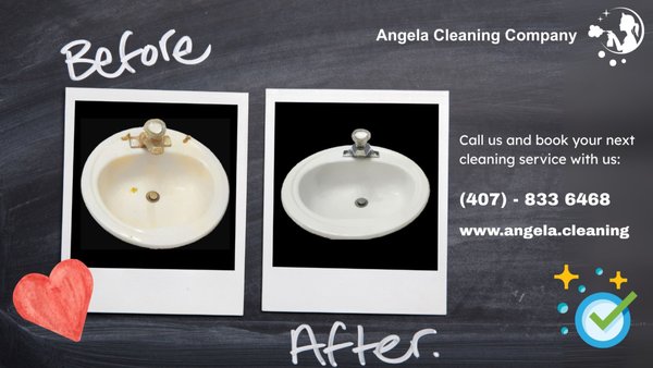 The transformative power of our services, delivered with a dedicated team's expertise - At Angela Cleaning Company, we believe a truly clean space is one where every detail shines. These photos are a testament to our commitment to tackling the toughest challenges. From restoring grimy sinks and sanitizing refrigerator drawers to deep-cleaning stubborn ovens, we go beyond the surface to deliver a superior clean.

The value we provide is simple: we handle the hard work so you can enjoy a healthier, more beautiful home. Our clients gain not just a clean space, but also the peace of mind that comes from knowing every corner has been meticulously cared for by our professional team.

Let us transform your space next! Contact us at www.angela.cleaning or (407) 833-6468.