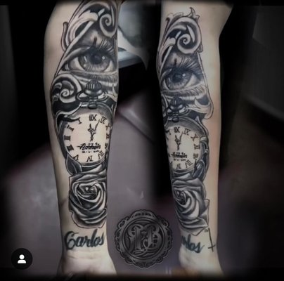 Black and Grey Realism or Portrait Tattoo - Rock Bottom Tattoo specializes in black and grey tattoos, let us bring photos of your loved ones to life!

Call or text us to schedule your consultation!