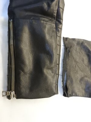 leather jacket sleeve panel along the zipper was replaced - We are good at zipper sewing and leather work leather jacket sleeve panel along the zipper was replaced - We are good at zipper sewing and leather work
