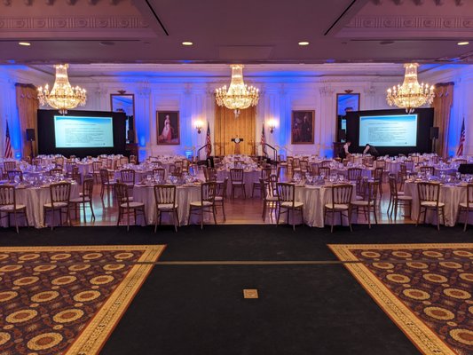 AV Rental for Your Business - One of our clients has a couple large staff meetings at Nixon Library in Yorba Linda, and we provided all the AV to make it a successful evening. Here we setup two 6x10.5 fastfold screens, bright HD projector rentals, speakers, microphones, lighting and technical expertise. We specialize in corporate meetings and conferences, including nonprofit galas and fundraisers, but can help with almost anything AV related: projector rentals, audio gear, computers, TVs and the like. Contact us today for more information or to book your order.
Mention Yelp when booking! We'd love to know who sent you. AV Rental for Your Business - One of our clients has a couple large staff meetings at Nixon Library in Yorba Linda, and we provided all the AV to make it a successful evening. Here we setup two 6x10.5 fastfold screens, bright HD projector rentals, speakers, microphones, lighting and technical expertise. We specialize in corporate meetings and conferences, including nonprofit galas and fundraisers, but can help with almost anything AV related: projector rentals, audio gear, computers, TVs and the like. Contact us today for more information or to book your order.
Mention Yelp when booking! We'd love to know who sent you.