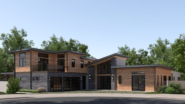 New Modern Mountain Home - This luxury contemporary residence designed by EZ Plans boasts 4,700 sq ft of space, a 3 car garage, California room, and a 1,200 sq ft ADU above the garage. The Modern Mountain design of the home embodies the epitome of modern architecture and is sure to turn heads. The well-defined layout, high ceilings, and large windows bathe the interiors in natural light, while the clean lines of the exteriors add a touch of simplicity and sophistication. By optimizing every inch of available space, this home offers a seamless blend of functionality and style. The wonderful open floor plan and 16 ft ceilings inspired EZ Plans interior designer Jessica to use bolder neutral colors such as rich blacks, strong grays, and warm oak wood on the cabinets, fireplaces, and even the ceilings. These renderings illustrate the elegance and beauty of this soon to be built incredible home. New Modern Mountain Home - This luxury contemporary residence designed by EZ Plans boasts 4,700 sq ft of space, a 3 car garage, California room, and a 1,200 sq ft ADU above the garage. The Modern Mountain design of the home embodies the epitome of modern architecture and is sure to turn heads. The well-defined layout, high ceilings, and large windows bathe the interiors in natural light, while the clean lines of the exteriors add a touch of simplicity and sophistication. By optimizing every inch of available space, this home offers a seamless blend of functionality and style. The wonderful open floor plan and 16 ft ceilings inspired EZ Plans interior designer Jessica to use bolder neutral colors such as rich blacks, strong grays, and warm oak wood on the cabinets, fireplaces, and even the ceilings. These renderings illustrate the elegance and beauty of this soon to be built incredible home.