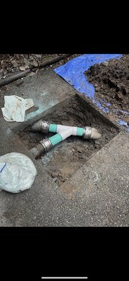 Broken “Wye” Turn - Customer had a collapsed sewer line at a “wye” junction in sewer leaving home. After unclogging the line, we immediately went into ACTION to fix the spot for good. Backfilled and patched within two hours. Broken “Wye” Turn - Customer had a collapsed sewer line at a “wye” junction in sewer leaving home. After unclogging the line, we immediately went into ACTION to fix the spot for good. Backfilled and patched within two hours.