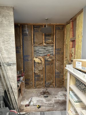 Bathroom Remodel - Honesdale PA - Remodel was done on a leaking shower pan. After demolition we started from the ground up and installed this totally custom shower with a 4 in bluestone slab as the shower seat. Bathroom Remodel - Honesdale PA - Remodel was done on a leaking shower pan. After demolition we started from the ground up and installed this totally custom shower with a 4 in bluestone slab as the shower seat.