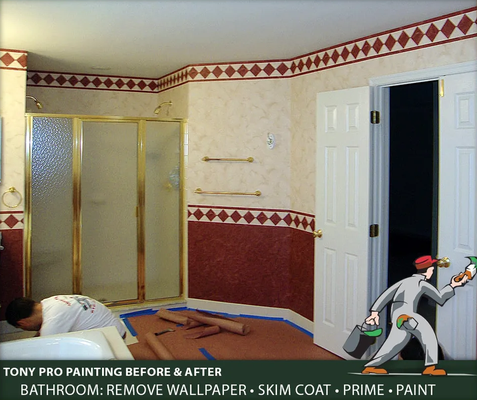 Master Bathroom - Wallpaper Removal• Skim Coat • Prime • Paint - We ensure that every job is done clean and right. Give us a call today 610-246-5369! Master Bathroom - Wallpaper Removal• Skim Coat • Prime • Paint - We ensure that every job is done clean and right. Give us a call today 610-246-5369!