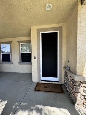 Swinging Screen Door and Solar Screen Install - After receiving a call from new homeowners, they indicated that they needed a new swinging screen door and solar screens to keep their home cool for the summer!  We were able to get them into the schedule quickly and provide them with quality and fantastic service!