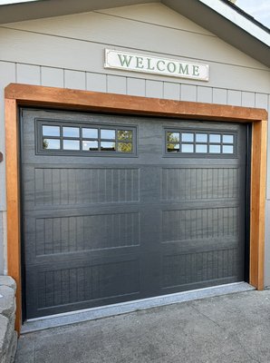 8’ x 7’ Remove and Dispose + Install - A new door and operator to replace an old, heavy wood door. After this customer refinished their surrounding trim and door jamb, a new door was a perfect final touch. Smiles all around with this one, turned out flawless!