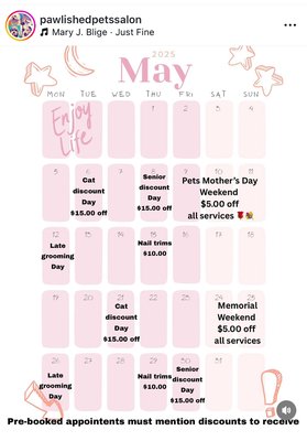May calendar & specials - The Paw-lished Pets of Las Vegas May calendar & specials - The Paw-lished Pets of Las Vegas