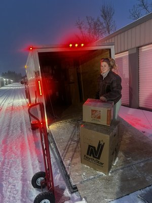 A big move we took from SoCal all the way up to Idaho! 

And wow did it snow. - On this job we had our trailer packed to the brim along with the truck bed. We safely transported these household items through snowy conditions and across 3 state lines. We loaded everything carefully into her new storage unit and headed back home.