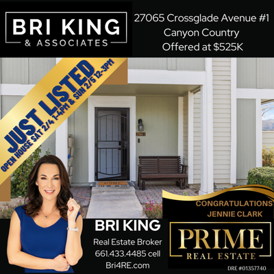 It's been an Incredible week! - It has been an INCREDIBLE week at Bri King & Associates!!! 2 beautiful homes closed escrow! 2 more opened! 2 more hit the market and a whole bunch of progress across the board! NothingI love more than running out of Instagram squares! #Bri4RE #prime #realestate #santaclarita #saugus #comingsoon #sold #westhills #BriKing #realtors #lifetimeSCVresident #AlwaysAtYourService #LetsTalkRealestate