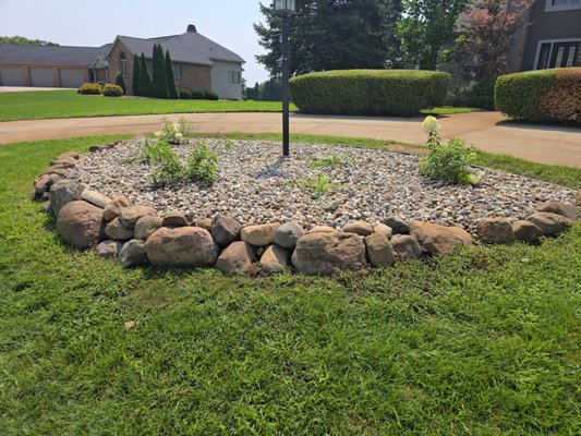 Landscape Install - This landscape job was done for a current customer in Granger. we removed all of the existing landscapes and updated with all new weed barrier new shrubs and plants, as well as landscape rock. Landscape Install - This landscape job was done for a current customer in Granger. we removed all of the existing landscapes and updated with all new weed barrier new shrubs and plants, as well as landscape rock.