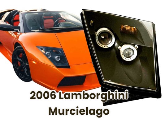 2006 Lamborghini Murcielago Headlight Refurbished - This was one of the more challenging repairs on 2006 Lamborghini Murcielago headlight. Someone had repaired the cracked vent with glue, which had dripped into the housing. We had no idea what kind of glue was used. Had to remove the glue and its residue without damaging the black plastic. We threw every chemical and method we had at it. Testing in the back and waiting to see the result before applying. Eventually, we were able to remove and clean the residue. We then cleaned the lens, which was much simpler since it is thick glass rather than plastic. Projector lenses were also cleaned. 2006 Lamborghini Murcielago Headlight Refurbished - This was one of the more challenging repairs on 2006 Lamborghini Murcielago headlight. Someone had repaired the cracked vent with glue, which had dripped into the housing. We had no idea what kind of glue was used. Had to remove the glue and its residue without damaging the black plastic. We threw every chemical and method we had at it. Testing in the back and waiting to see the result before applying. Eventually, we were able to remove and clean the residue. We then cleaned the lens, which was much simpler since it is thick glass rather than plastic. Projector lenses were also cleaned.