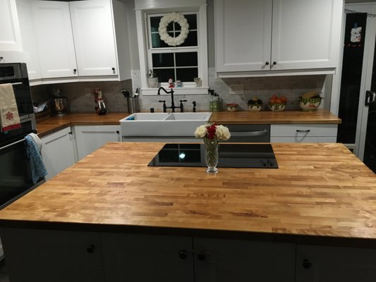 Kitchen Remodel - This kitchen remodel was a complete tear down and rebuild, including new window placement and size to match. It features white shaker cabinets with butcher block countertops oiled with pure tung oil to bring out it's natural beauty while providing year-round protection. Kitchen Remodel - This kitchen remodel was a complete tear down and rebuild, including new window placement and size to match. It features white shaker cabinets with butcher block countertops oiled with pure tung oil to bring out it's natural beauty while providing year-round protection.