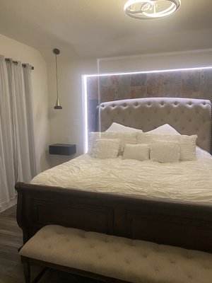 Master Bedroom Remodeling - Manor, TX - In this project, the master bedroom and closet was remodeled where the carpet was removed, a new floor was installed, part of the wall was framed, new lights and drawers were installed, among other details.