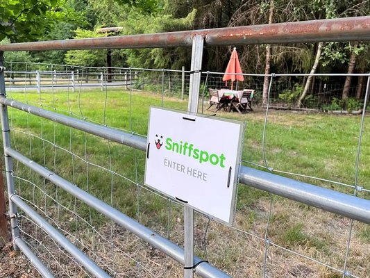 Tolt Tail-Waggin Sniffspot - Visit our new Tolt Tail-Waggin Sniffspot in Carnation, WA for a safe and fully fenced area surrounded by tall evergreens with room for your dog to run and play. It's a great escape for you and your dog, just a short drive from Seattle.

https://www.sniffspot.com/listings/carnation-wa/tolt-tail-waggin-53606?utm_source=spot_detail_share&utm_campaign=4462
Enclosure

Fully Fenced

Fencing height (at lowest point)

4 ft

100% of guests said fencing at this spot was secure enough to contain their dogs

Gaps or holes in fence: Gaps

Fencing type(s): Cattle with wire mesh

Fencing details: Tighter spacing at the bottom of the fencing, with additional barriers added where the ground is uneven.

Essential:
Chairs
Trash can
Dog bags
Sign at entrance

For dogs:
Agility equipment
Parkour obstacles
Dog toys
Digging area
Fertilizer-free
Pesticide-free
Small dog friendly

For people:
Outhouse available
Table
Pooper scooper available
Off street parking
Wifi
Accessible

Venue:
Field
Woods
Long grass
Pasture
Short grass
Snow
Mud
Wood chips