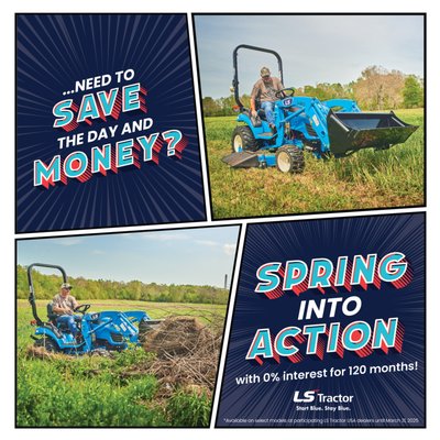 LS Tractor Special Financing - For a limited time, LS Tractors is offering special financing of 0% for 120 months on select models.  Contact us for details.