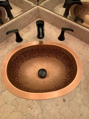 Bathroom sink and faucet upgrade! - This simple yet effective upgrade really added a modern touch to this powder room. The new oil rubbed bronze and copper go together very well! Bathroom sink and faucet upgrade! - This simple yet effective upgrade really added a modern touch to this powder room. The new oil rubbed bronze and copper go together very well!