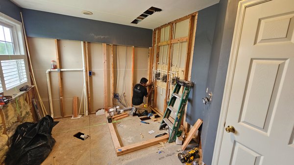 Bathroom retreat remodel - This homeowner was interested in remodeling their outdated master bathroom and turning it into a premium shower system and bath tub complete with 3 rain showers and lights. There are 2 shower heads, 2 wands, and 6 body sprayers. Bathroom retreat remodel - This homeowner was interested in remodeling their outdated master bathroom and turning it into a premium shower system and bath tub complete with 3 rain showers and lights. There are 2 shower heads, 2 wands, and 6 body sprayers.
