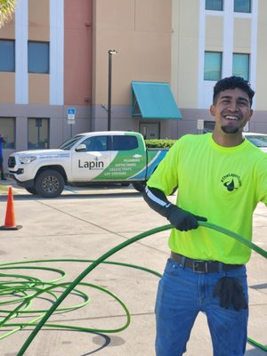 Meet the Lapin Services Team - Dennis Lapin is the Owner/President of Lapin Services. He started working in this business with his father, George Lapin, who started AAA Septic in 1958. The two companies eventually merged into today’s Lapin Services. Mr. Lapin earned a reputation as a man of high character. He is an authority in the septic industry. He is a licensed underground utility and master septic tank contractor. Our team of professionally trained technicians is customer service-oriented and integrity-driven.

With over 50 employees with a wide variety of experience and an average of over ten years of employment with Lapin Services, our theme is to provide our customers with honest estimates, fair prices, fast service, quality of work, prompt responses, and customer service.
